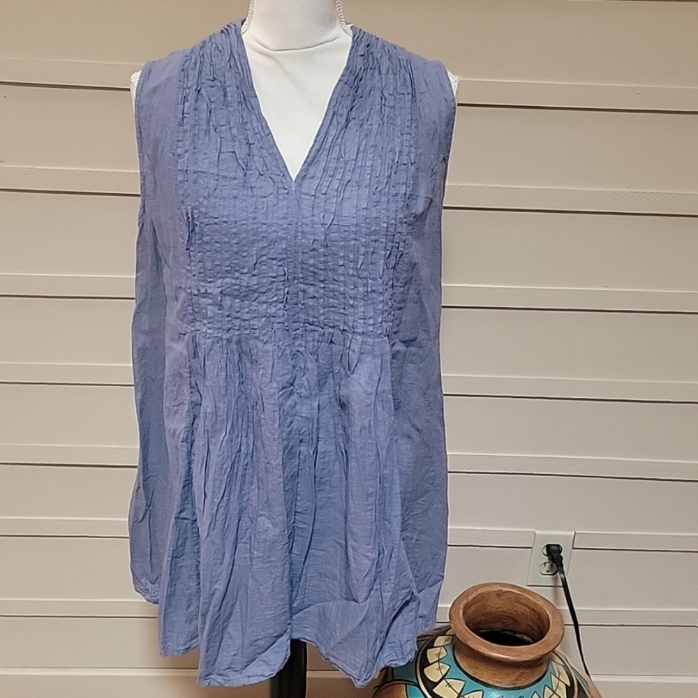Slate‎ Blue Gray Beachy Sleeveless Mini Dress or Tunic with Flowy Comfort